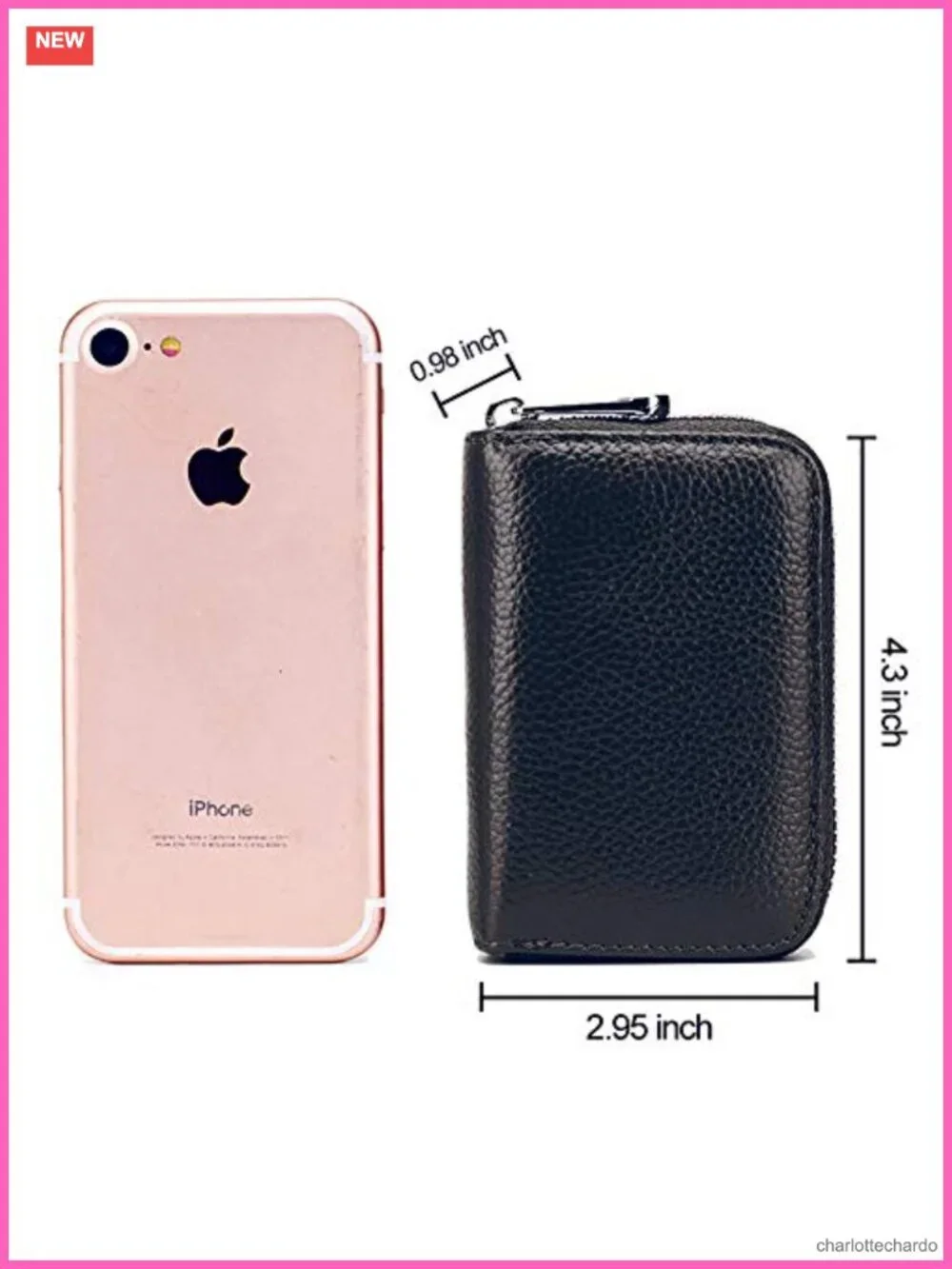 Genuine Leather RFID Blocking Credit Card Wallet with Zipper, 14 Slots